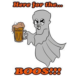 Here for the Boos Halloween Ghost VinDicktive Mens Long Sleeve 50/50 T Shirt L